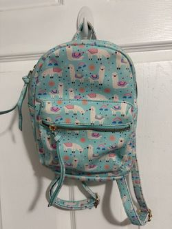 Blue llama print mini backpack