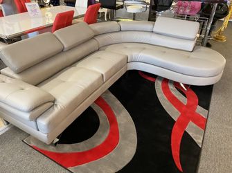 Light Gray faux leather adjustable sectional sofa 