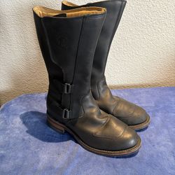 Men’s black leather Chippewa rally Biker  Motorcycle Boots Like  New