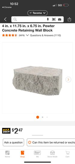 4 in. x 11.75 in. x 6.75 in. Pewter Concrete Retaining Wall Block