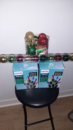 Christmas tree ornaments, lights