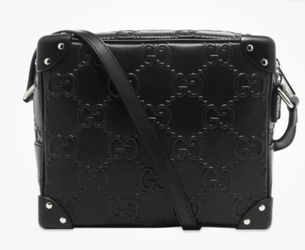 Gucci Embossed Leather Black Crossbody Unisex 