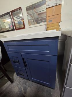 Beautiful blue 30" vanity with quartz