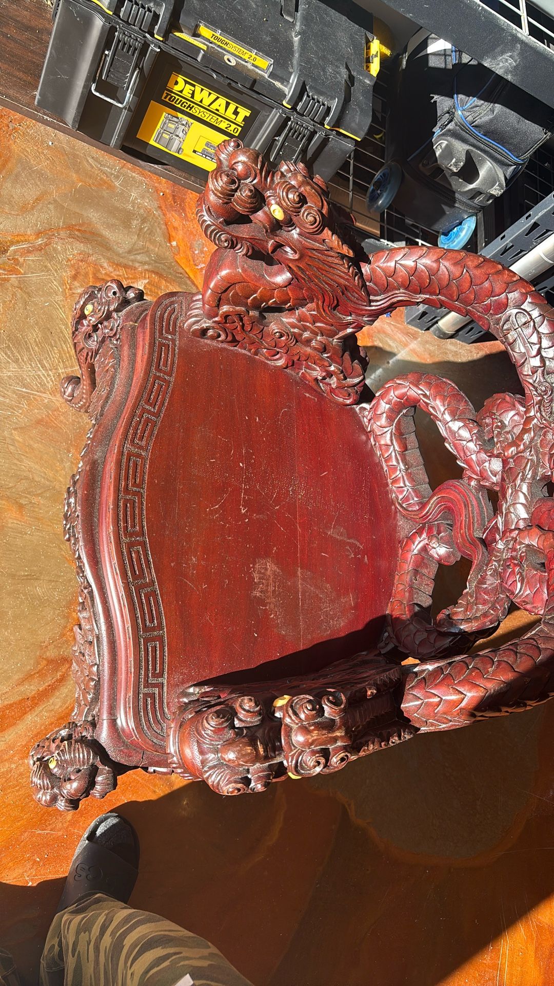 Antique Chinese Cherry Red Mahogany Wood Chair