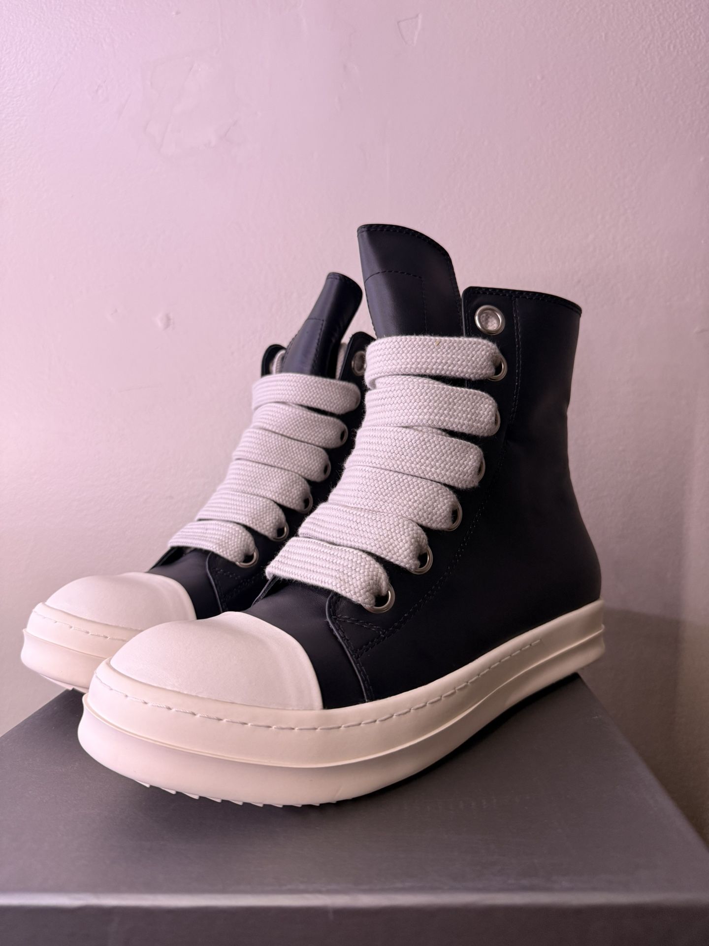 Rick Owens Black and Cream Athletic Shoes NEW RICK OWENS! ? Vintage Low Lemon, Black Slip On, Cream  main image 2