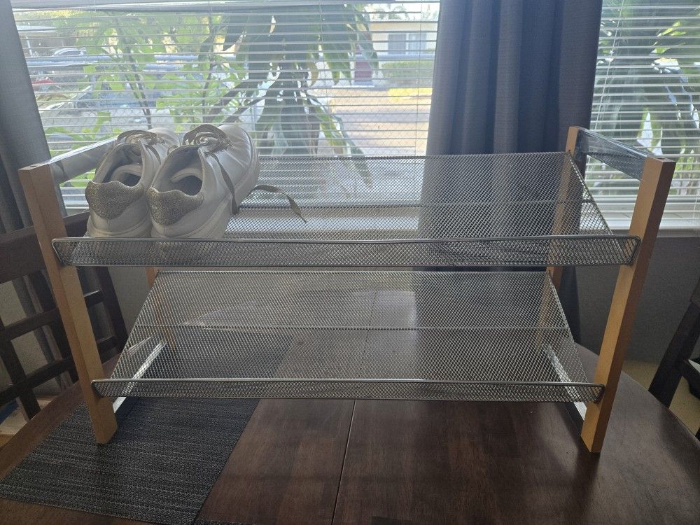 Metal And Wood Shoe Rack