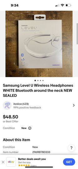 Samsung Level U Wireless Headphones WHITE Bluetooth around the neck