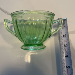 Federal Glass Company ~ "Colonial Fluted / Rope"  Green Open Sugar Bowl Candy