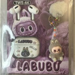 Labubu - Wireless Headphones Set  (Case + Charm/Keychain included) Purple 
