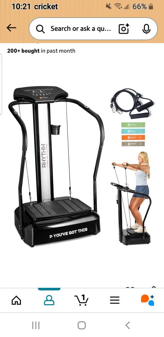 Lifepro Rhythm Vibration Plate Exercise Machine with Handrails for Balance Support