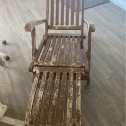 Antique solid teakwood steamboat lounge chairs heavy duty brass fittings