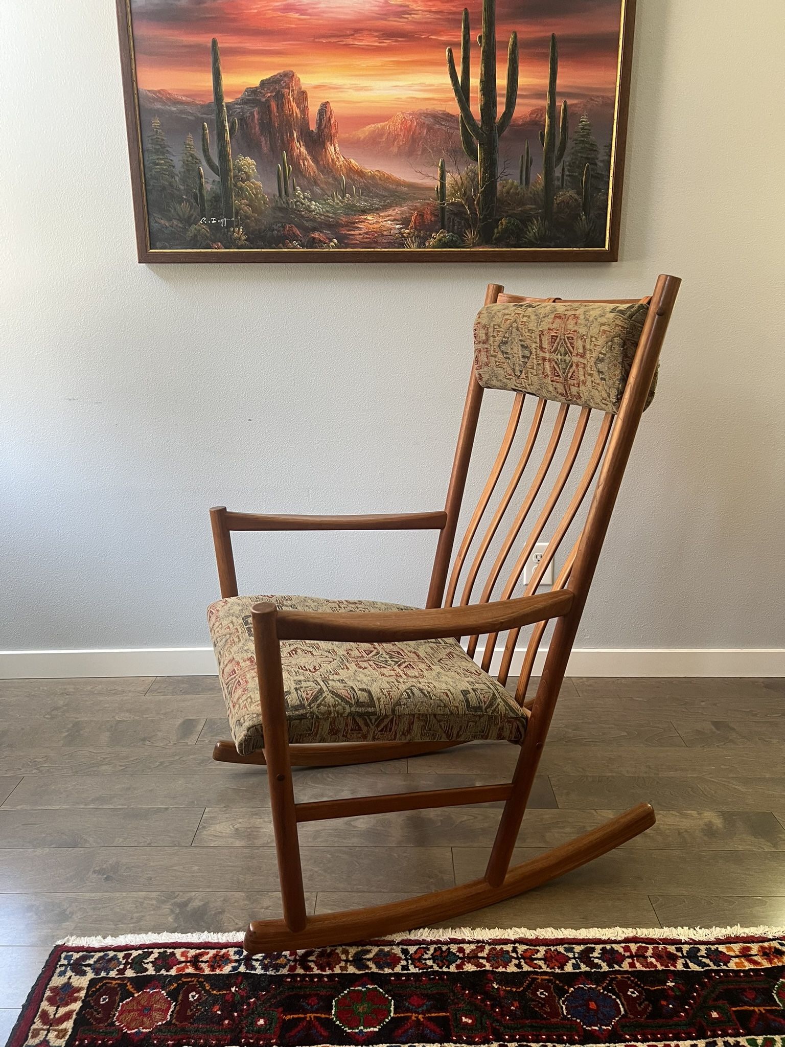 Hans Wagner for Team Stole Danish Mid Century Teak Rocking Chair 