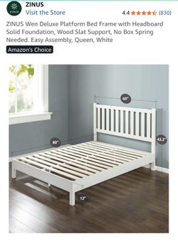 Queen size platform bed W/ Mattress