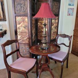 Vintage Table, 2 Chairs, Room Divider, Lamp