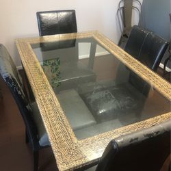 Glass Kitchen Table W/ 4 Chairs