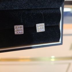 0.59ct Bagutte Earrings.. Sqaure ... Screwback