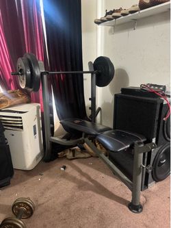Marcy Weight Bench with Barbell and Weights