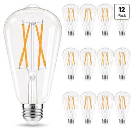 GvvooHome Edison Bulbs, E26 LED Bulb 60 watt Equivalent, Non-Dimmable, Soft White 2700K, ST58 Vintage Light Bulbs, 90+ CRI, 6W 600LM, E26 Medium Base,