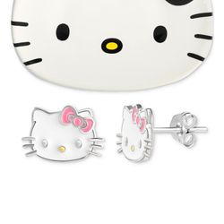Hello Kitty Sterling Silver Studs With Ceramic Dish