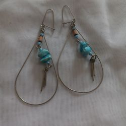 NAVAJO JEWELRY ""NATURAL TORQUOISE  EARRING ""