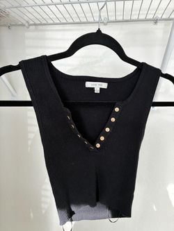 Black Ribbed Crop Tank Top