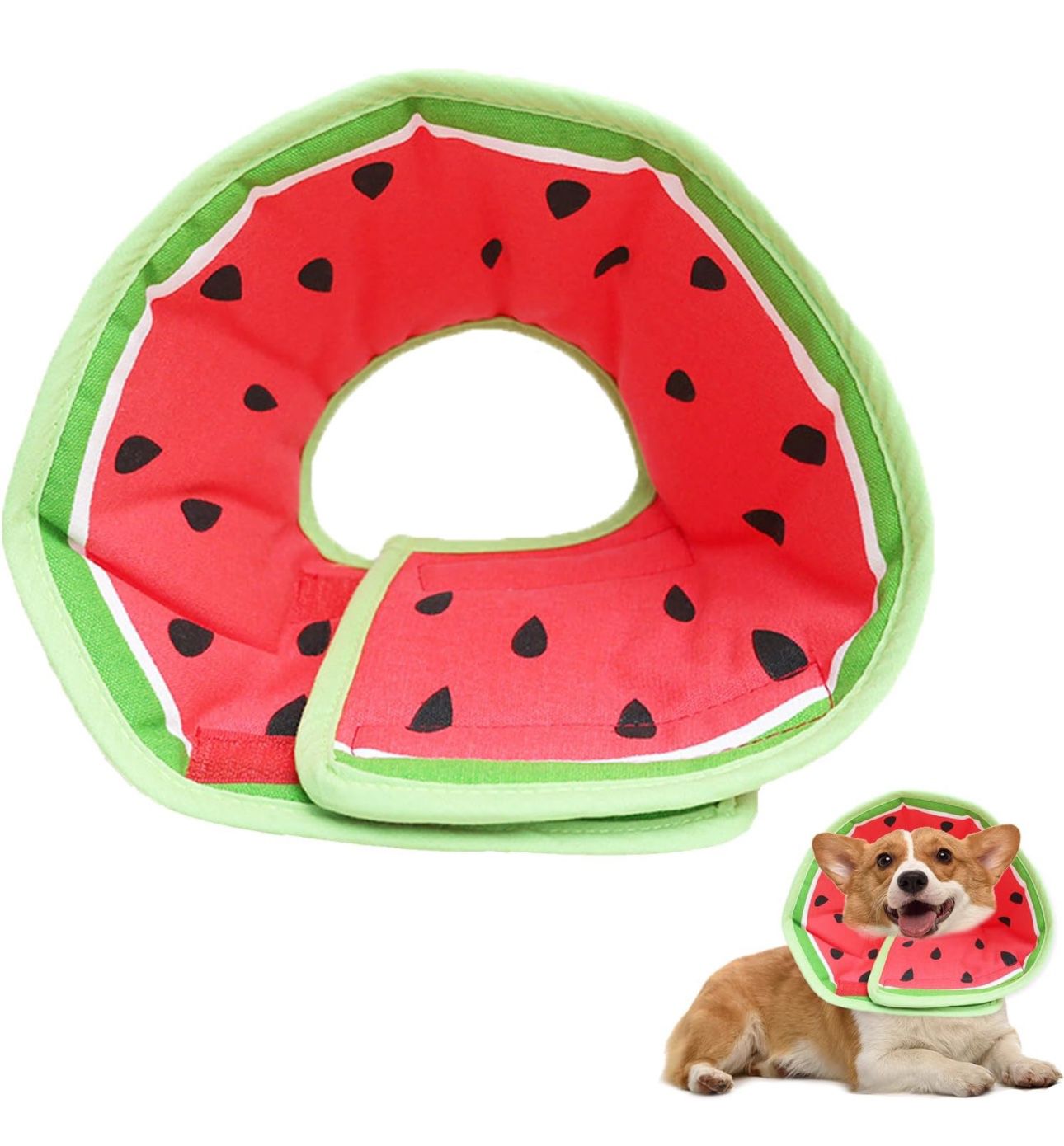 Soft Dog Cone Collar for Dogs After Surgery, Adjustable Dog Recovery Cone Collar for Medium Small Puppy Dogs and Cats to Stop Licking (Watermelon Smal