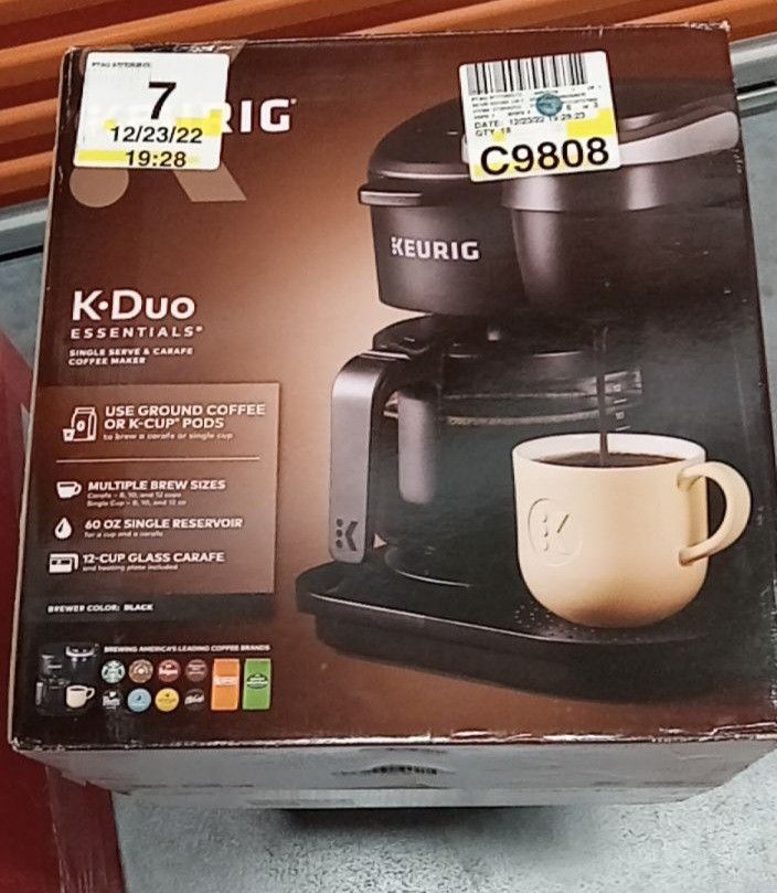 Keurig K-Duo Essentials Coffee Maker - Brews K-Cup Pods & Ground Coffee,  60oz Reservoir, 12-Cup Carafe, Moonlight Gray