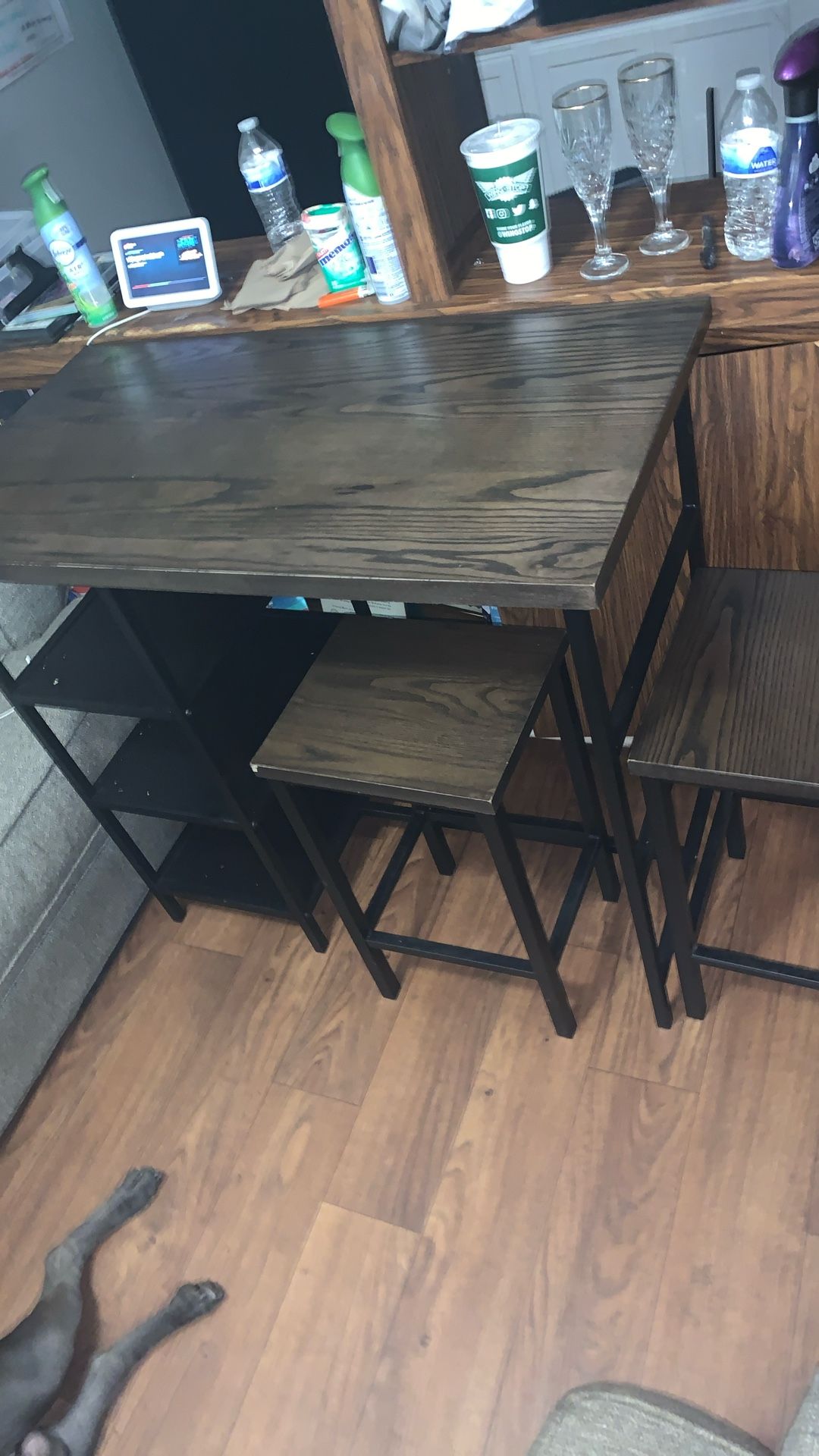 Wooden Table With Two Stools