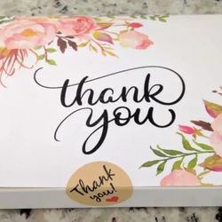 42 Blank Floral Flower Thank You Cards with Envelopes And Stickers for All occasions