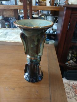 glazed ceramic trumpet vase