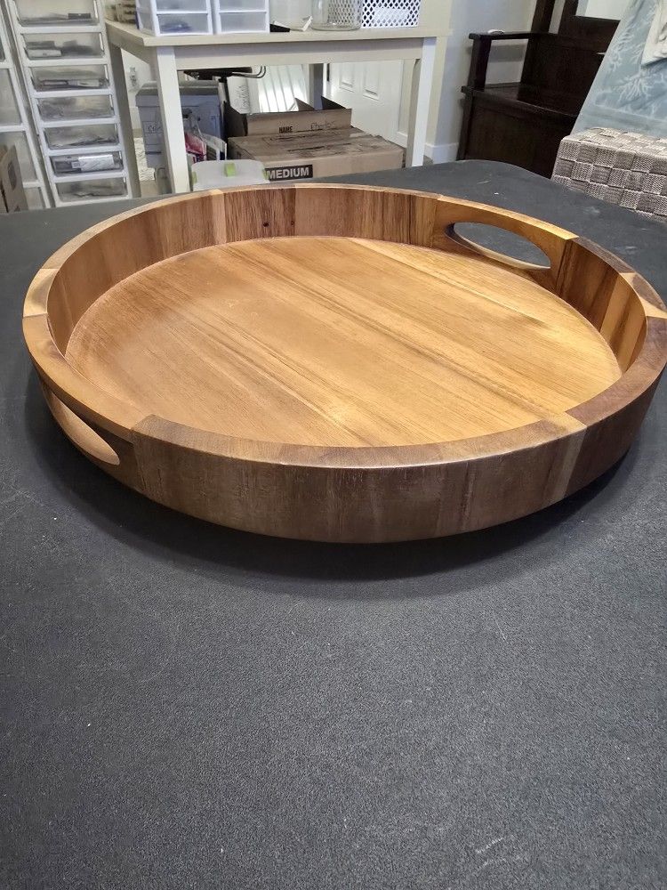 Beautiful Wood Round Tray