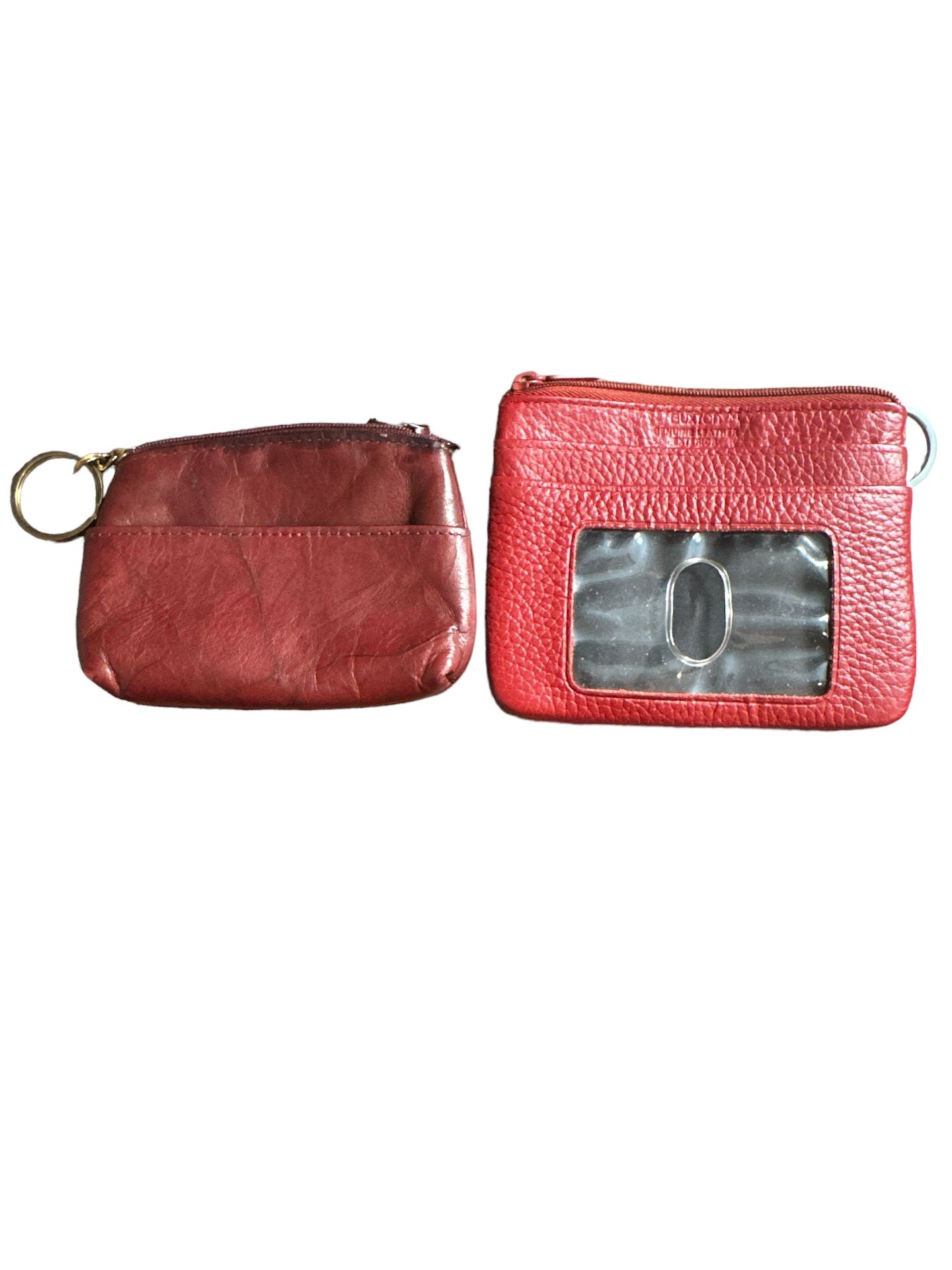 Leather wallet 2 one is a buxton and one genuine leather key chain wallet’s approximately 5”x5”.   T-180