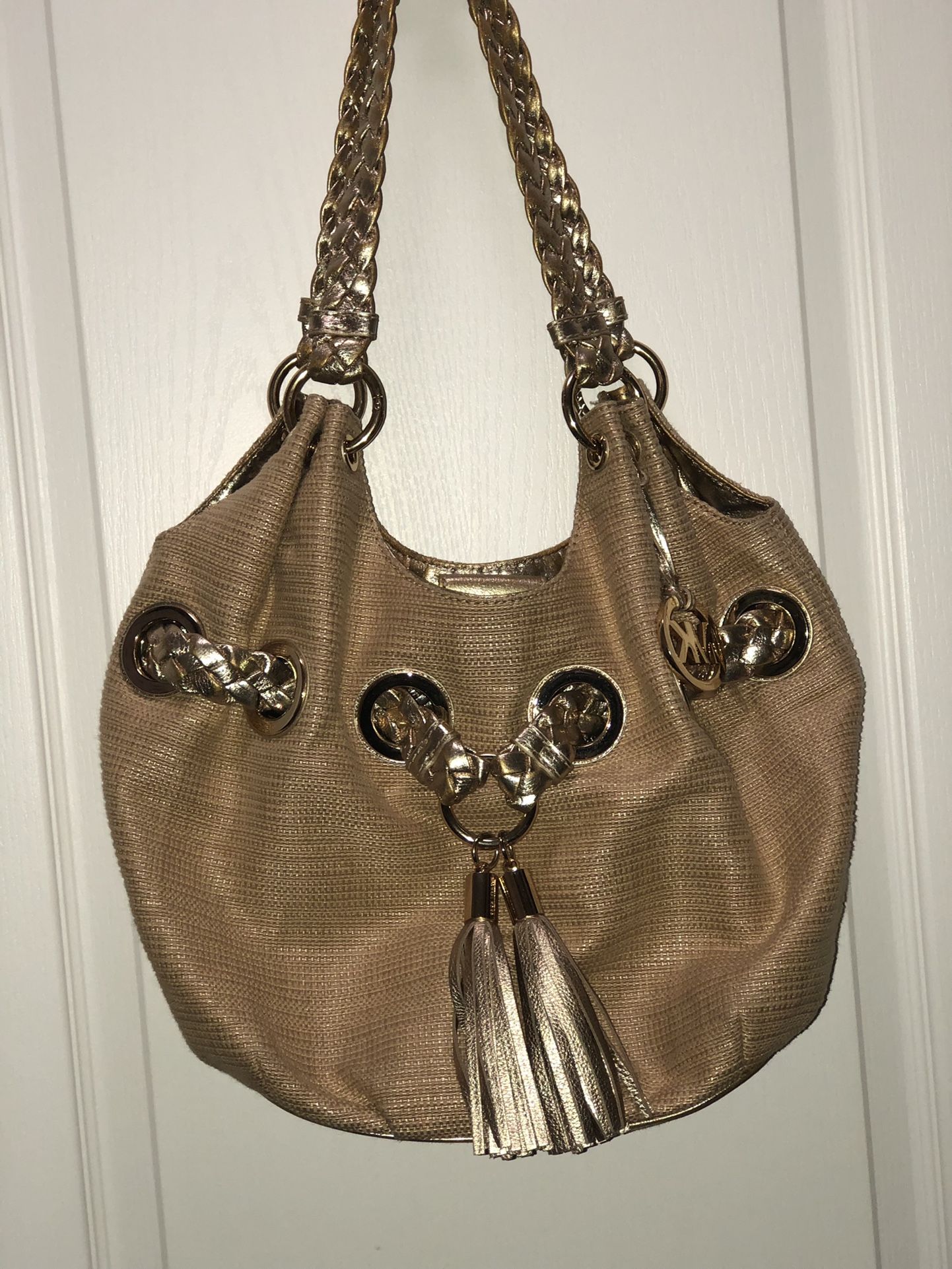 Michael Kors Gold braided Straw Hobo