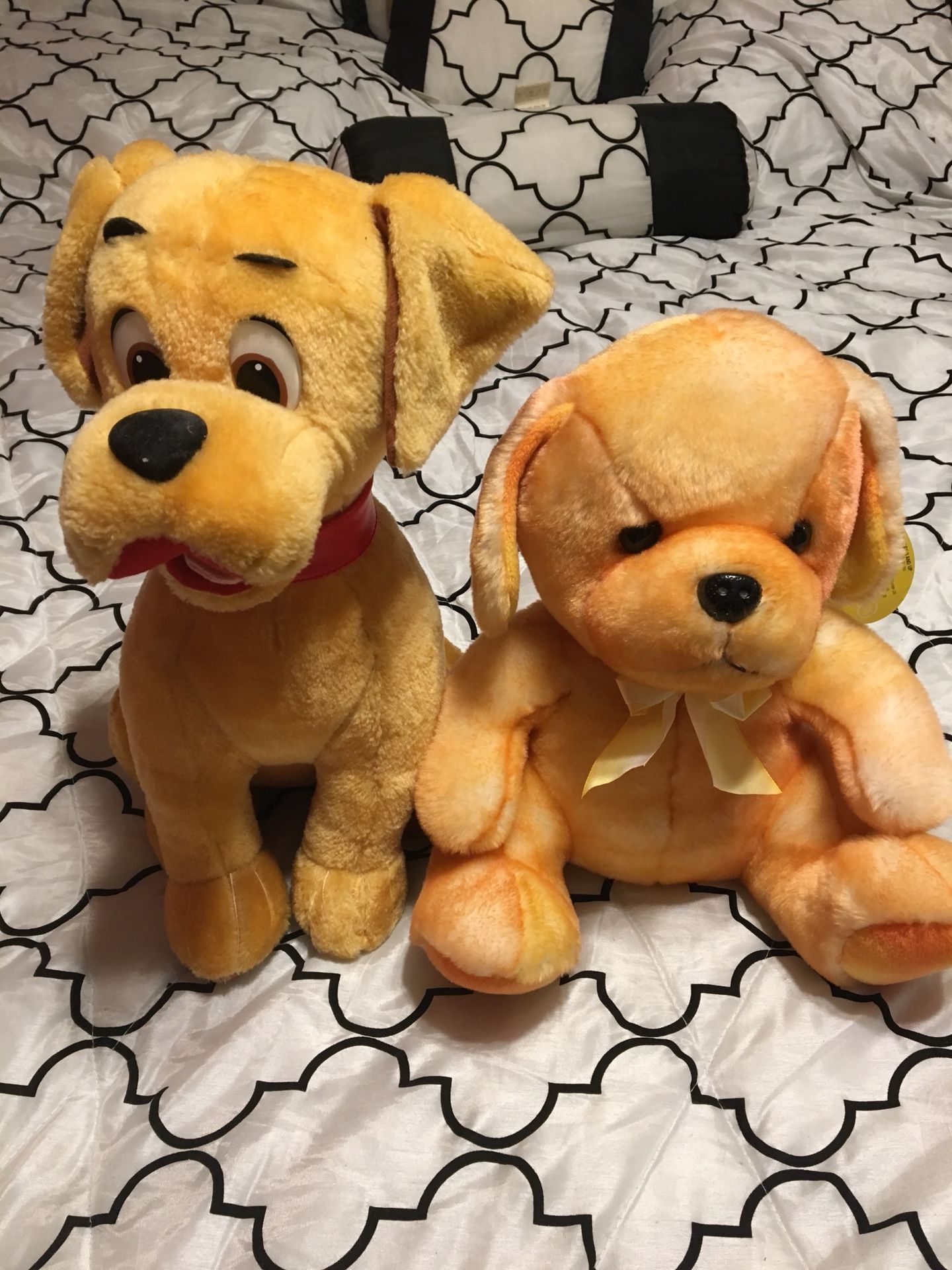 2 orange yellow dogs - stuffed animals plush