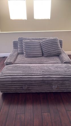 Gray corduroy with storage ottoman