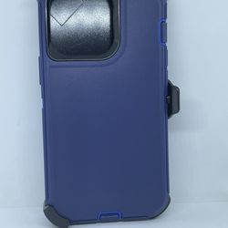 For iPhone 13 Pro Blue Case With Belt Clíp Holster