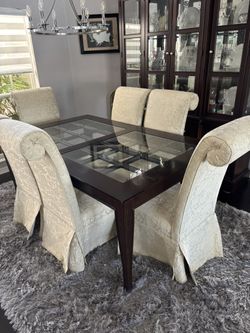Six Chair Formal Dining Room With China Cabinet