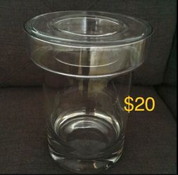 Pottery Barn Glass Ice Bucket/Wine Cooler Champagne with Removable Lid • Heavy Quality Barware