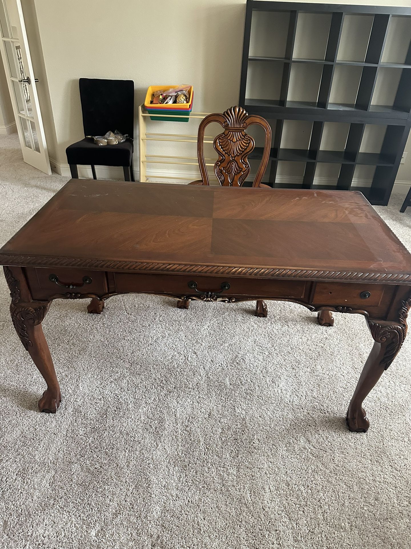 Wood Desk with Chair 