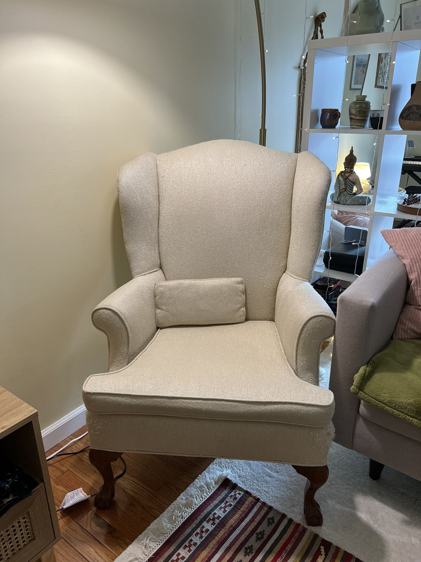 Antique Cream Colored Arm Chair