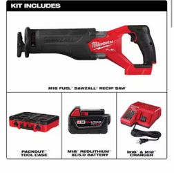 Milwaukee m18 sawzall 5ah battery and charger
