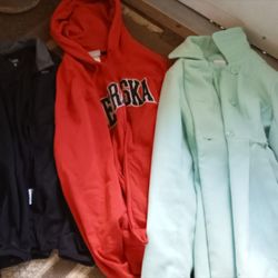 Womans Coats Good Condition Black One Small,Red One Xlarge And Green Medium $5.00 Each