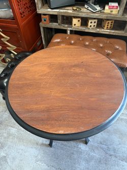 Round Wood Top Side Table with Metal adjustable Base