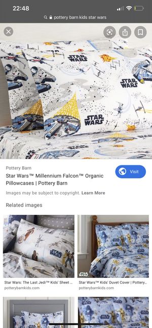 Pottery Barn Kids Millennium Falcon Organic Bedding For Sale In