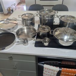 RARE All-Clad D3 17-Pc Set + Discontinued Stainless Measuring Cups & Splatter Screen  (Made in USA)