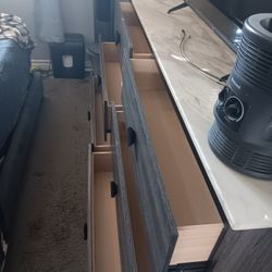 6 Drawer  Marble Top Dresser  With No Slam Closer Drawer