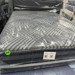 QUEEN SIZE SOUTHERLAND INDIGO PILLOW TOP MATTRESS & BOX SPRING BED SET
