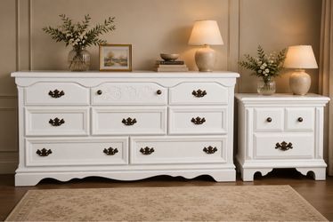 ✨ Refinished Cream Dresser & Nightstand Set