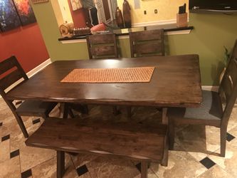 Rustic barn style breakfast ,dining table set with bench and 4 chair