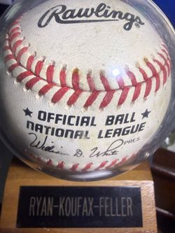 Sandy Koufax Nolan Ryan Bob Feller Hof Kings Signed Autographed Baseball